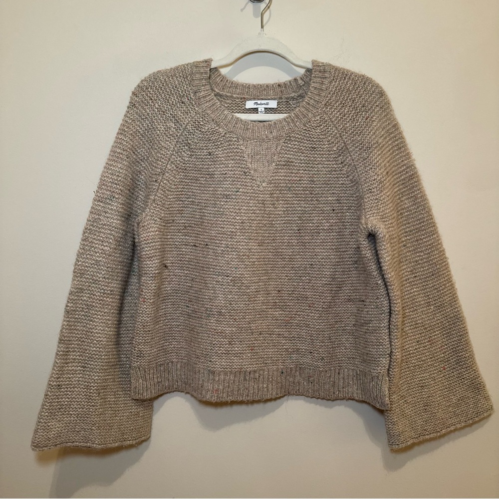 Madewell Wool Blend Flecked Wide- Sleeve Sweater | Large